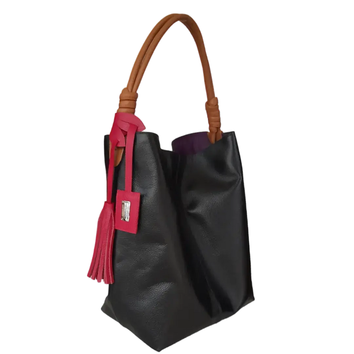 Leah Black Leather Handbag for Women