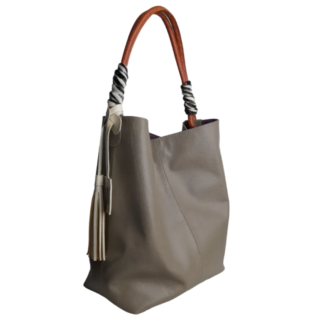 Leah Taupe Leather Handbag for Women