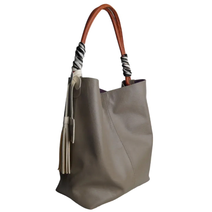 Leah Taupe Leather Handbag for Women