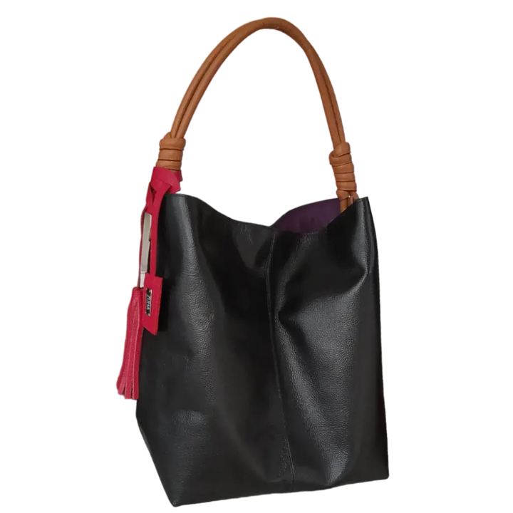Leah Black Leather Handbag for Women