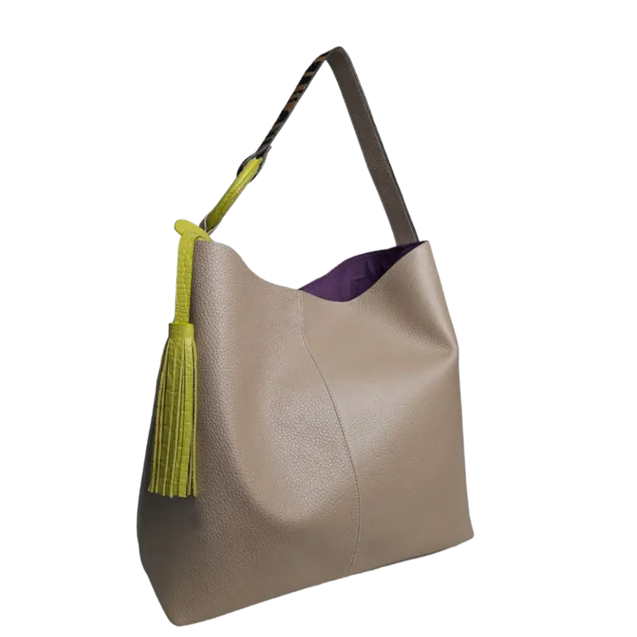 Nora Taupe Leather Handbag for Women