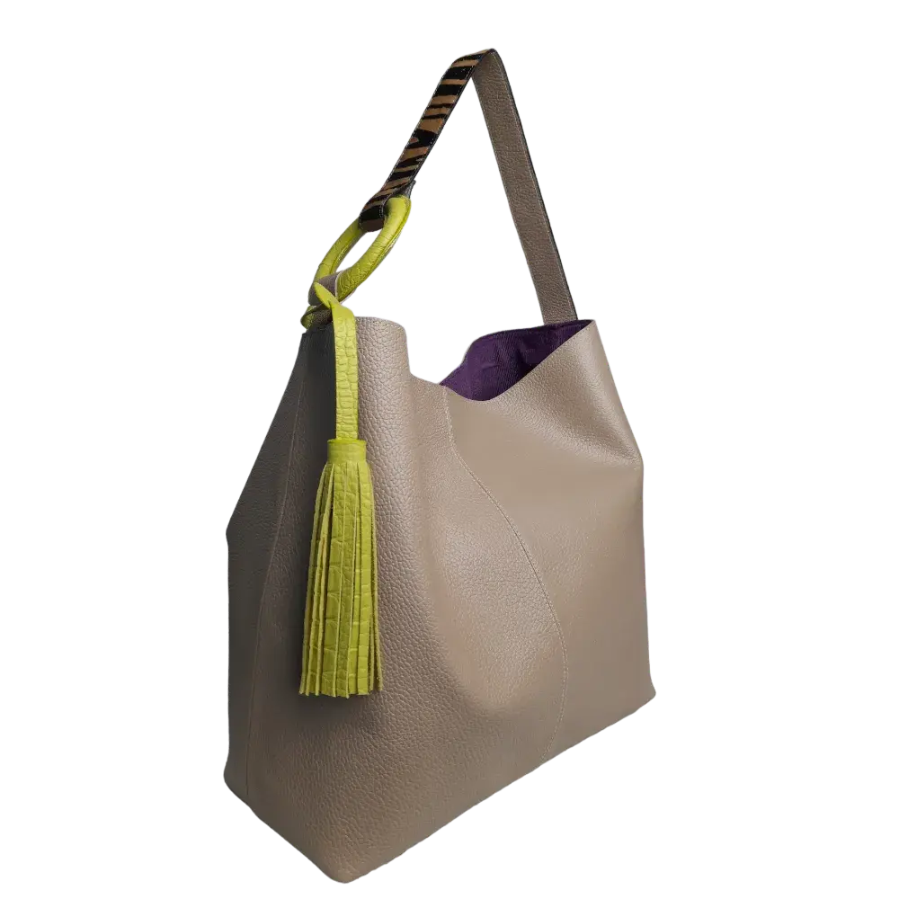 Nora Taupe Leather Handbag for Women