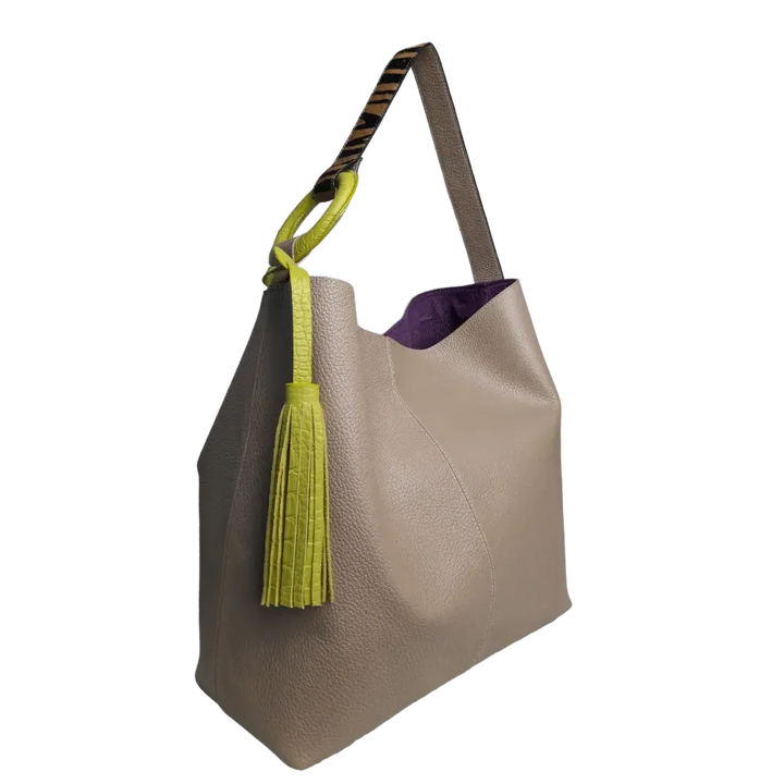 Nora Taupe Leather Handbag for Women