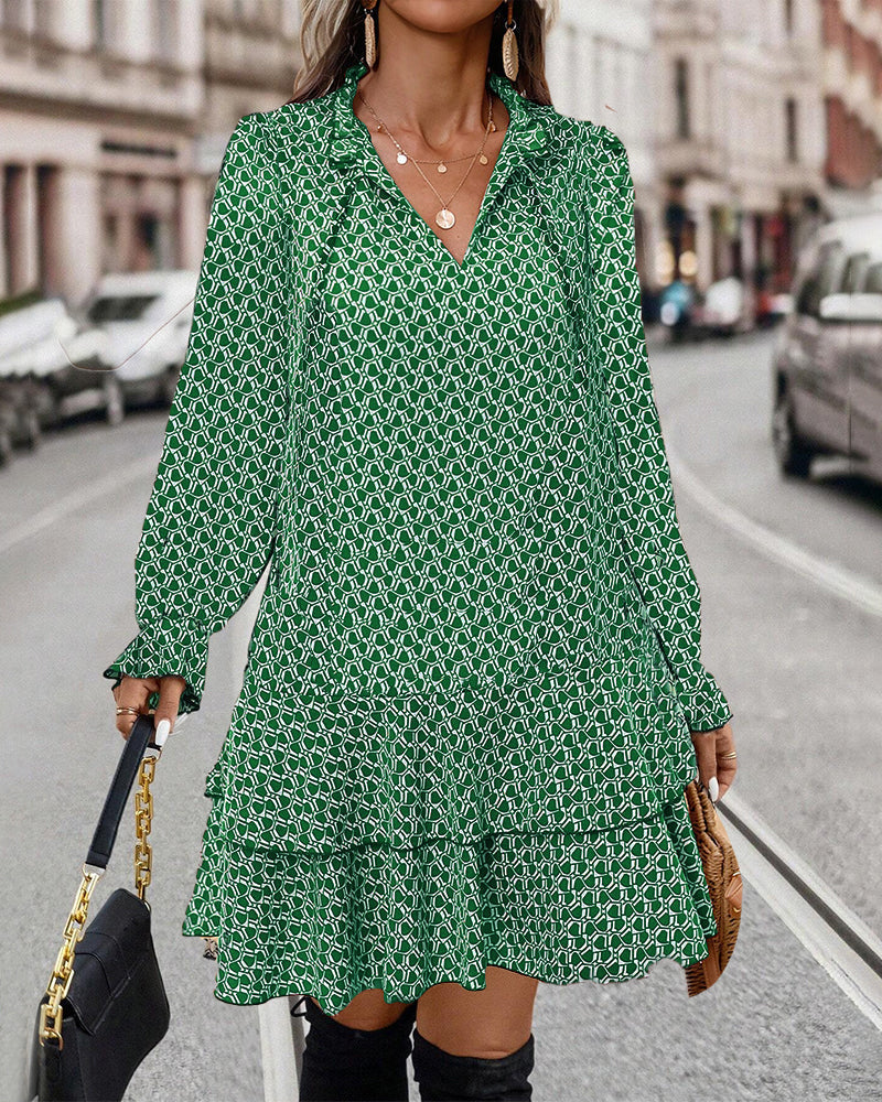LAVINIA I LONG-SLEEVED PRINTED DRESS