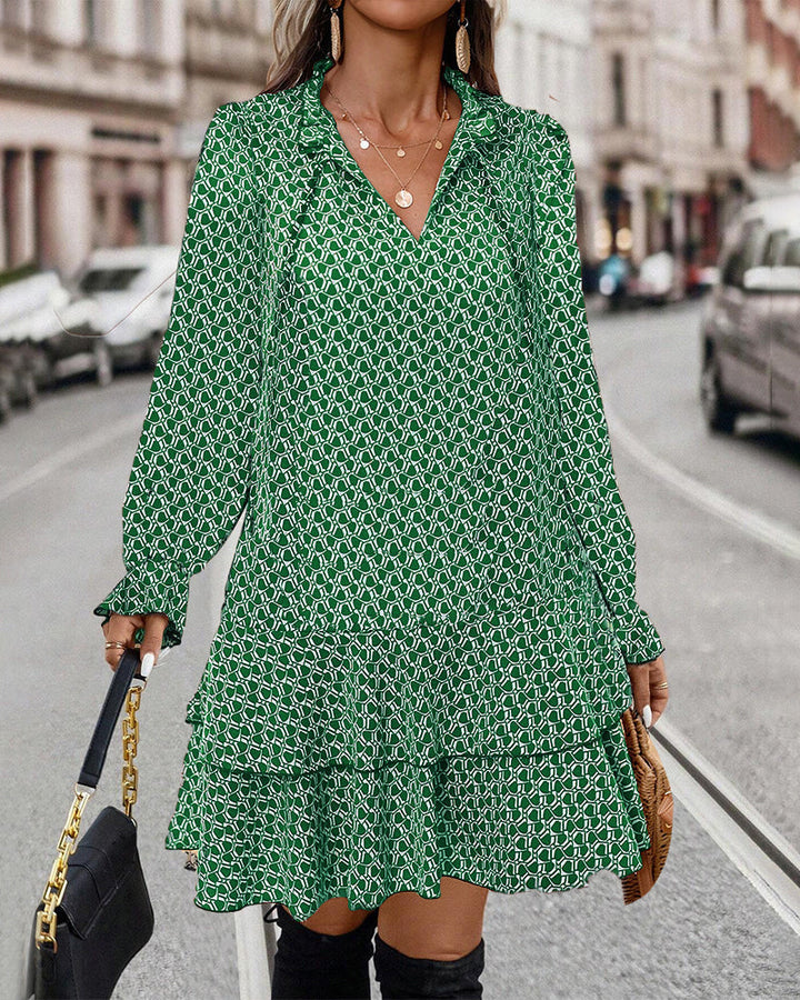 LAVINIA I LONG-SLEEVED PRINTED DRESS