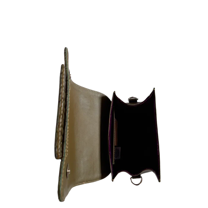 Olive Green Leather Handbag for Women by Elizabeth Glavial