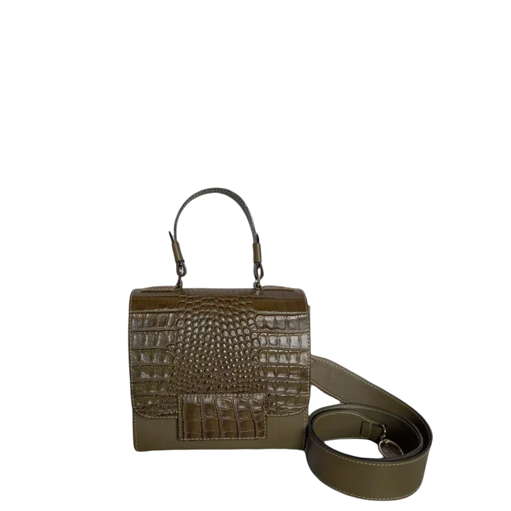 Olive Green Leather Handbag for Women by Elizabeth Glavial