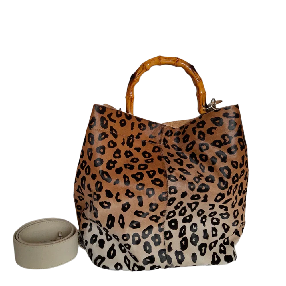 Claire Jaguar Women's Leather Handbag with Talc Finish
