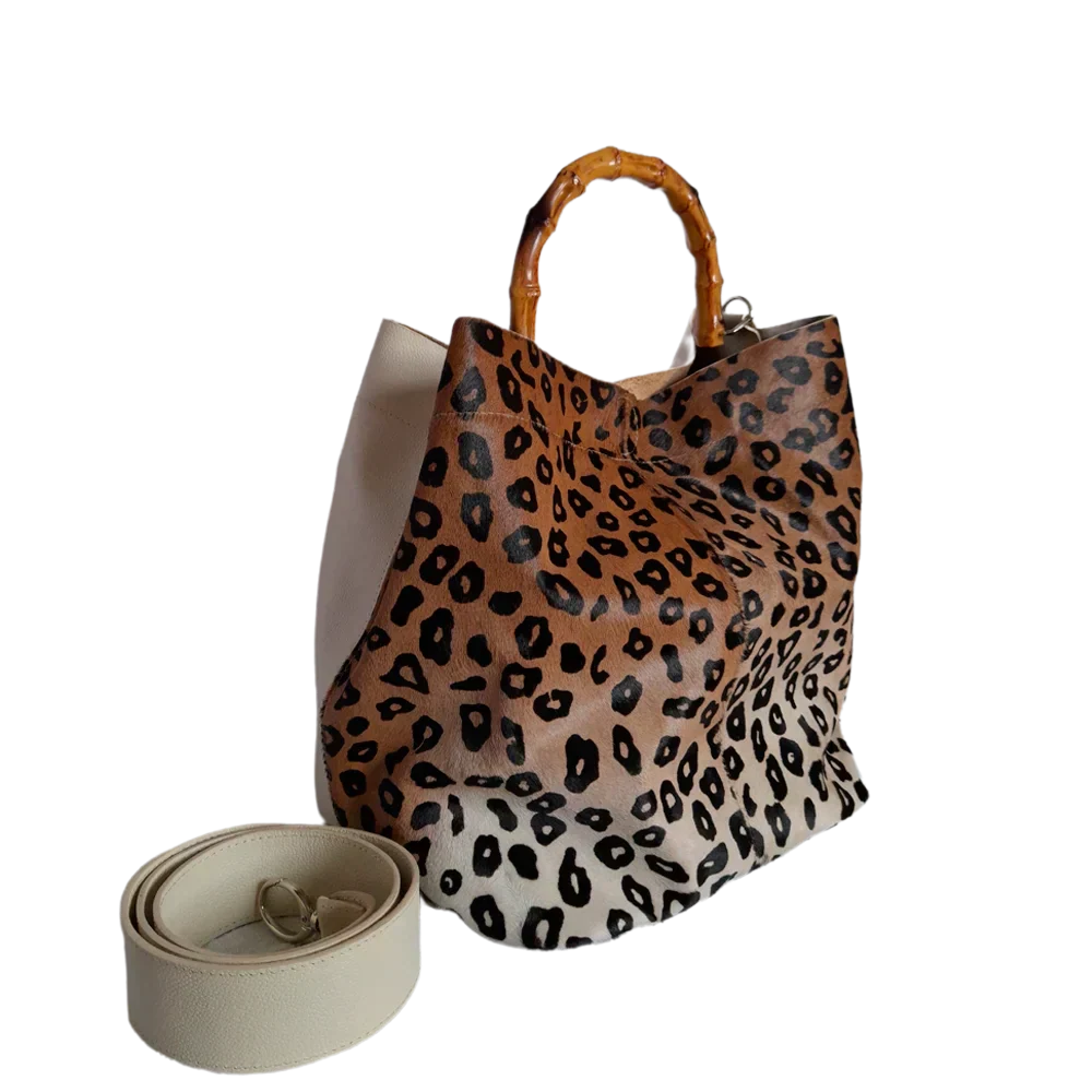 Claire Jaguar Women's Leather Handbag with Talc Finish