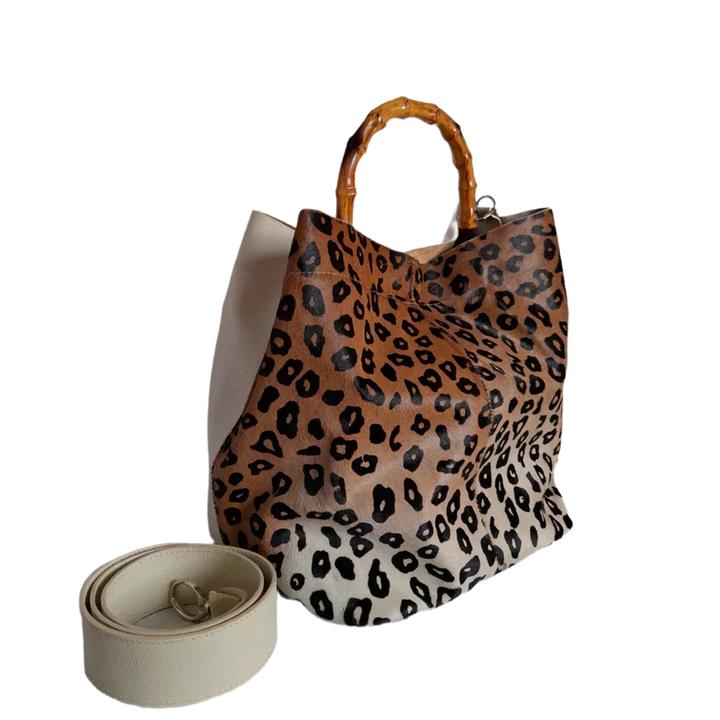 Claire Jaguar Women's Leather Handbag with Talc Finish