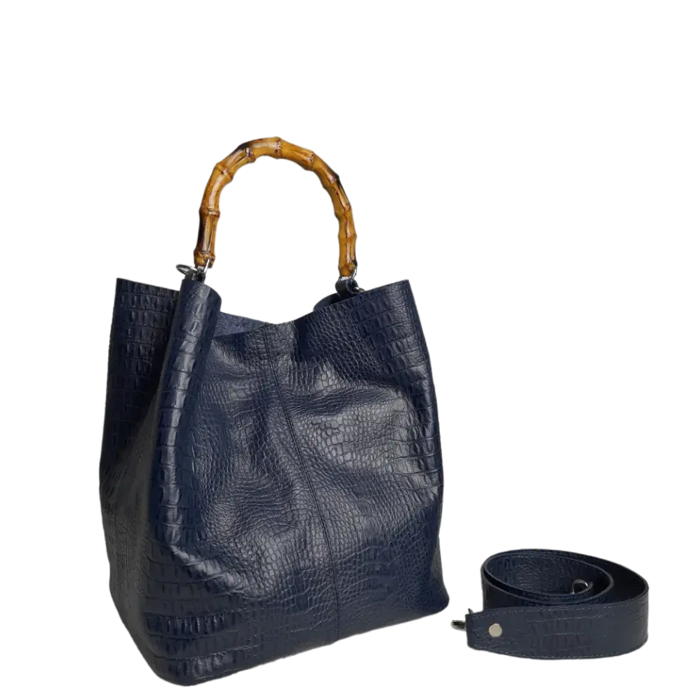 Claire Dark Blue Reptile Leather Handbag for Women