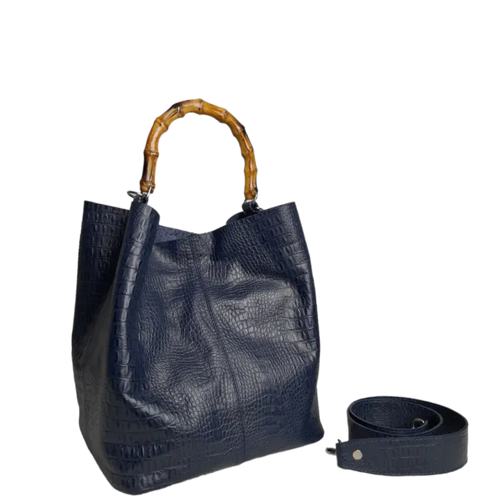Claire Dark Blue Reptile Leather Handbag for Women