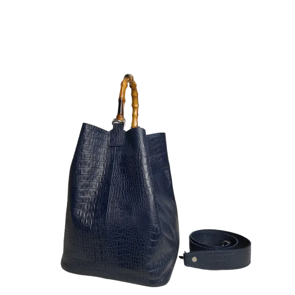 Claire Dark Blue Reptile Leather Handbag for Women