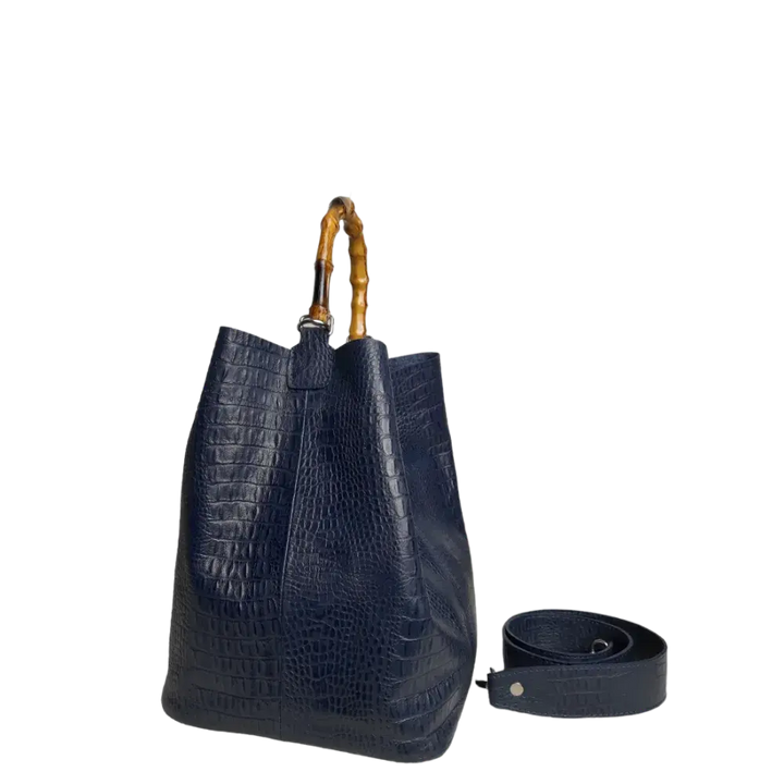 Claire Dark Blue Reptile Leather Handbag for Women