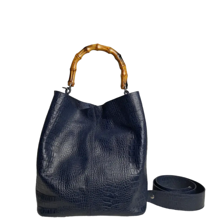 Claire Dark Blue Reptile Leather Handbag for Women