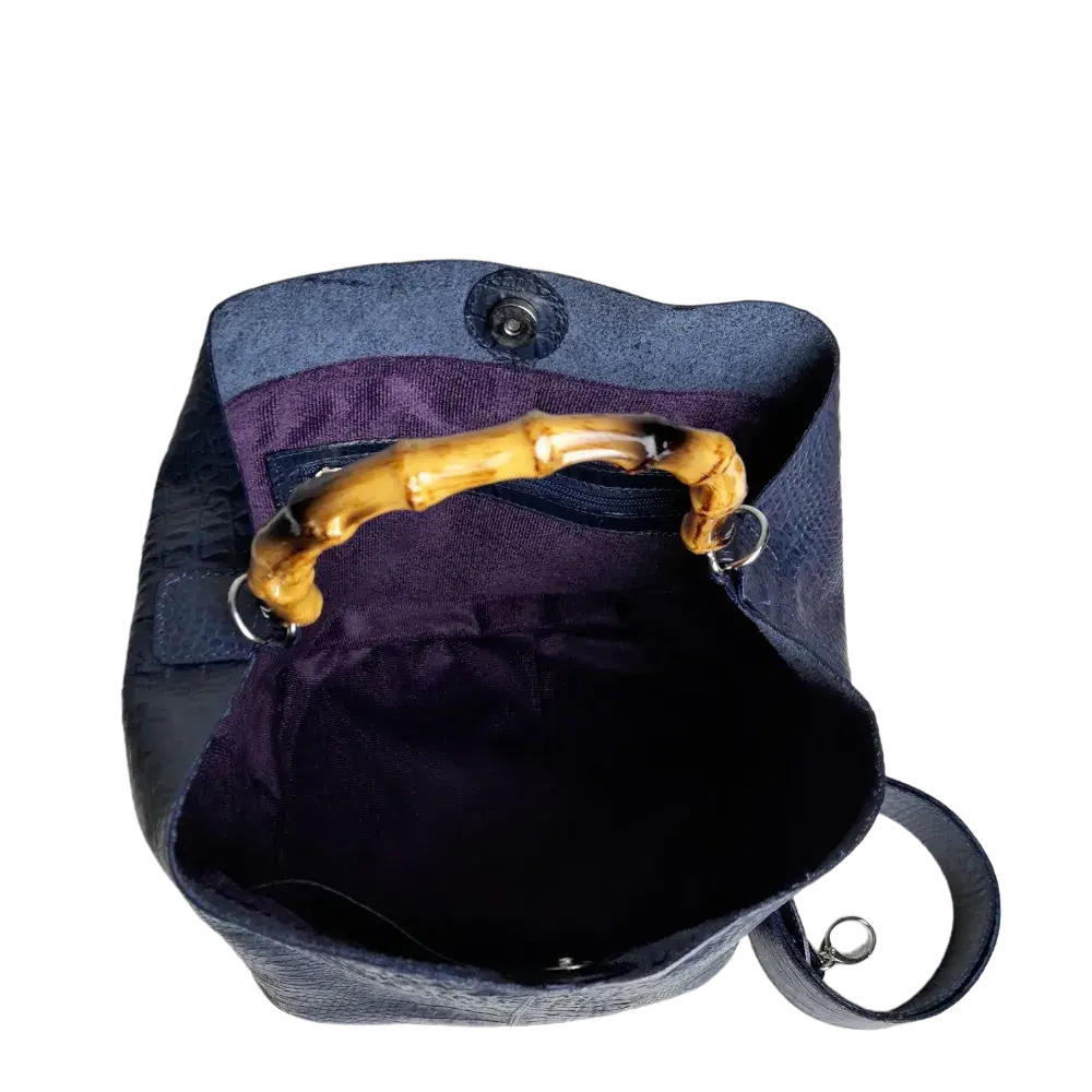 Claire Dark Blue Reptile Leather Handbag for Women