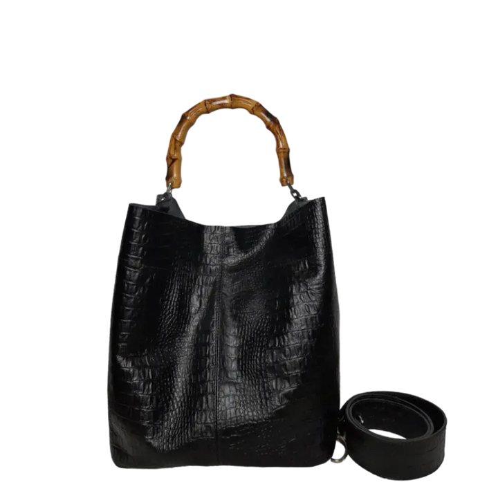 Claire Women's Black Reptile-Pattern Leather Handbag