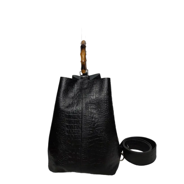 Claire Women's Black Reptile-Pattern Leather Handbag