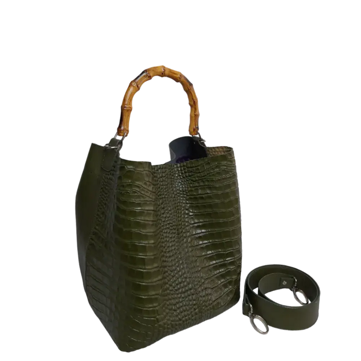 Olive Green Leather Bag for Women by Claire Glavial