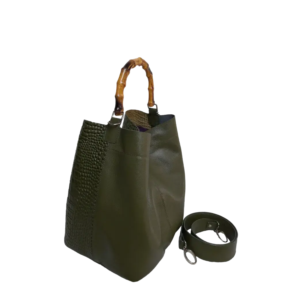 Olive Green Leather Bag for Women by Claire Glavial
