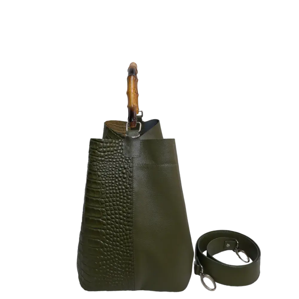Olive Green Leather Bag for Women by Claire Glavial