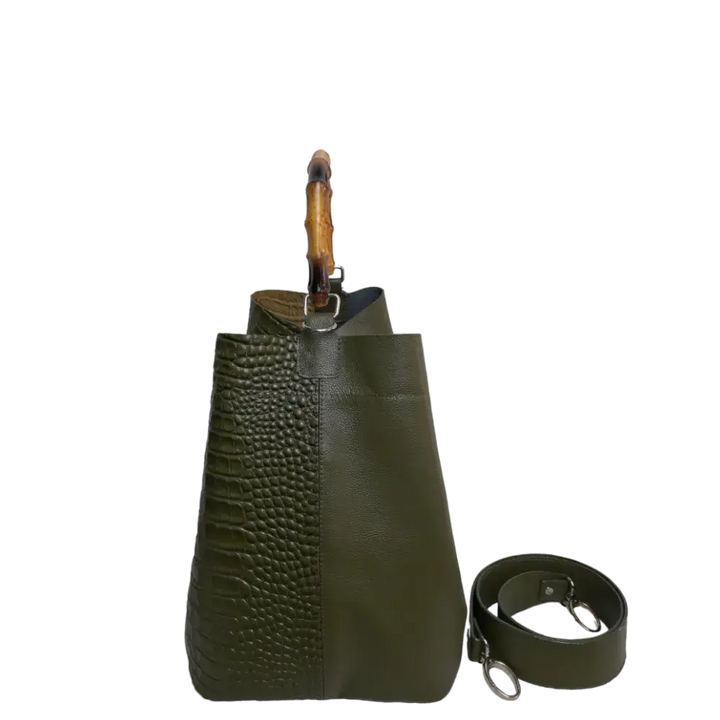 Olive Green Leather Bag for Women by Claire Glavial