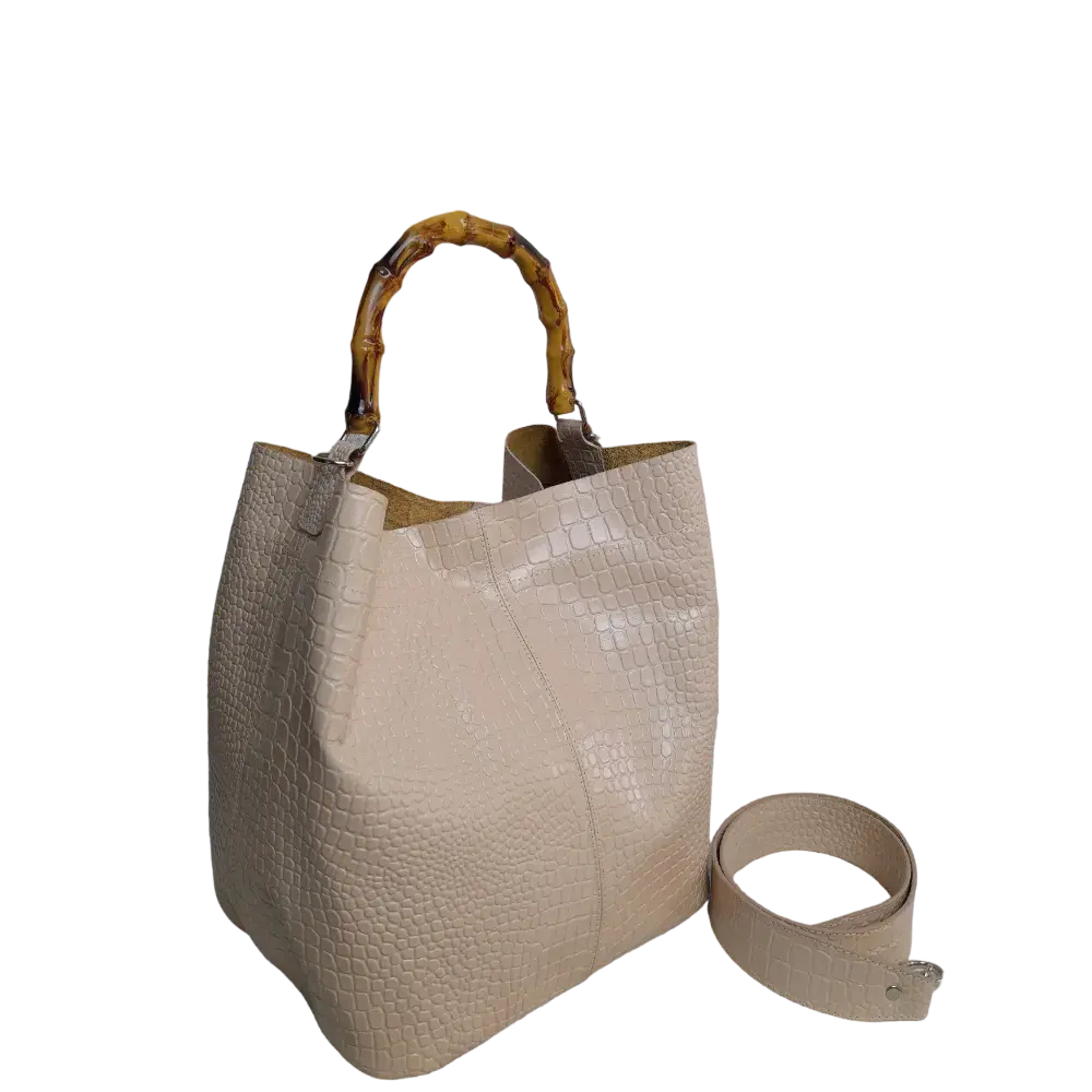 Claire Women's Nude Reptile Leather Handbag