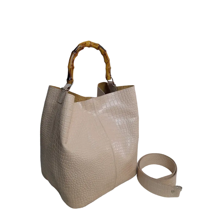 Claire Women's Nude Reptile Leather Handbag