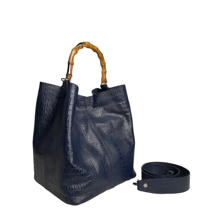 Claire Dark Blue Reptile Leather Handbag for Women