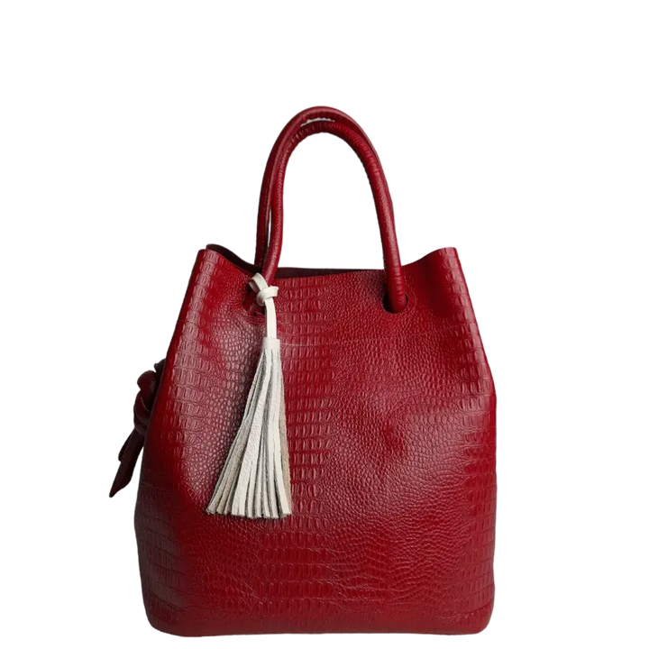 Brigitte Reptil Red Leather Handbag for Women