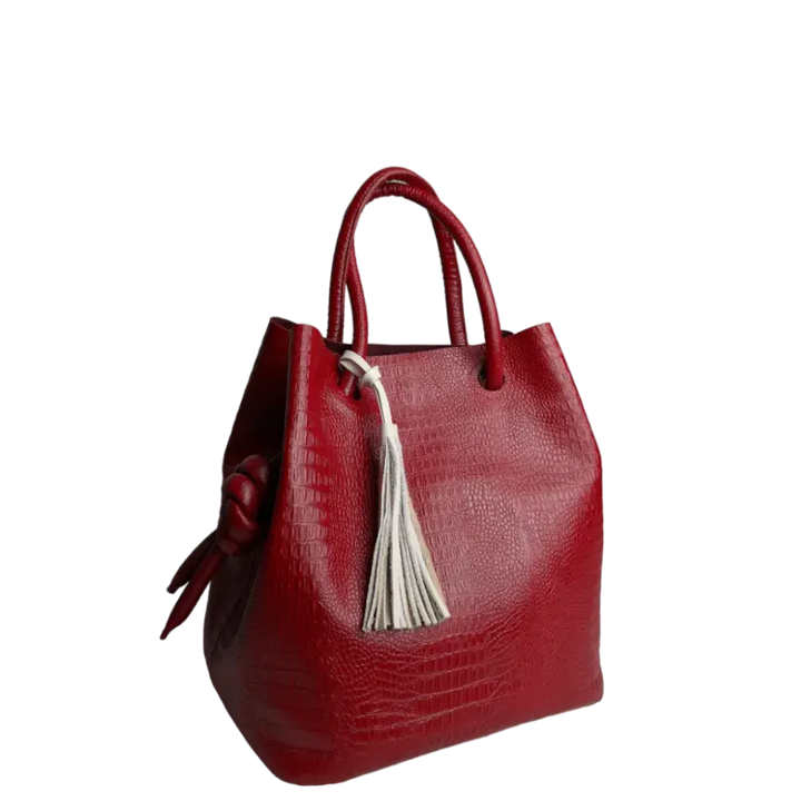 Brigitte Reptil Red Leather Handbag for Women