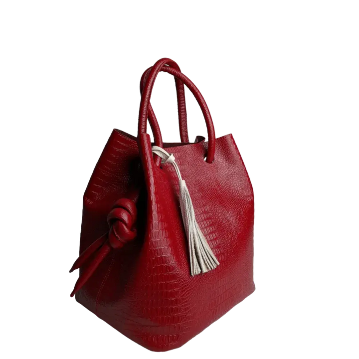 Brigitte Reptil Red Leather Handbag for Women
