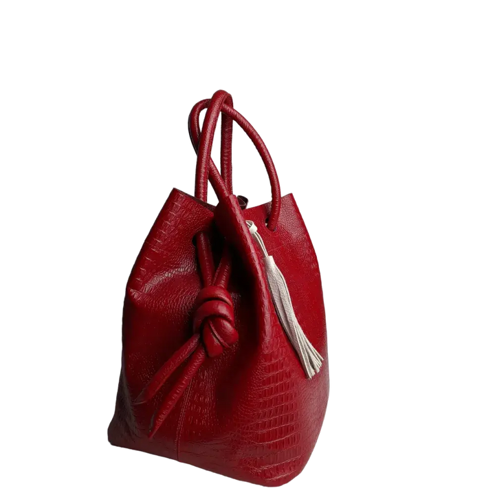 Brigitte Reptil Red Leather Handbag for Women