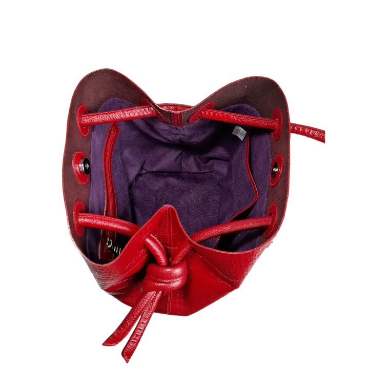 Brigitte Reptil Red Leather Handbag for Women