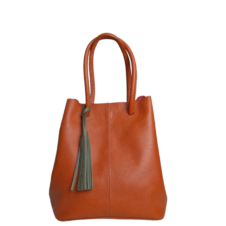 Brigitte Orange Leather Handbag for Women