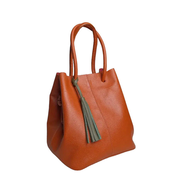 Brigitte Orange Leather Handbag for Women