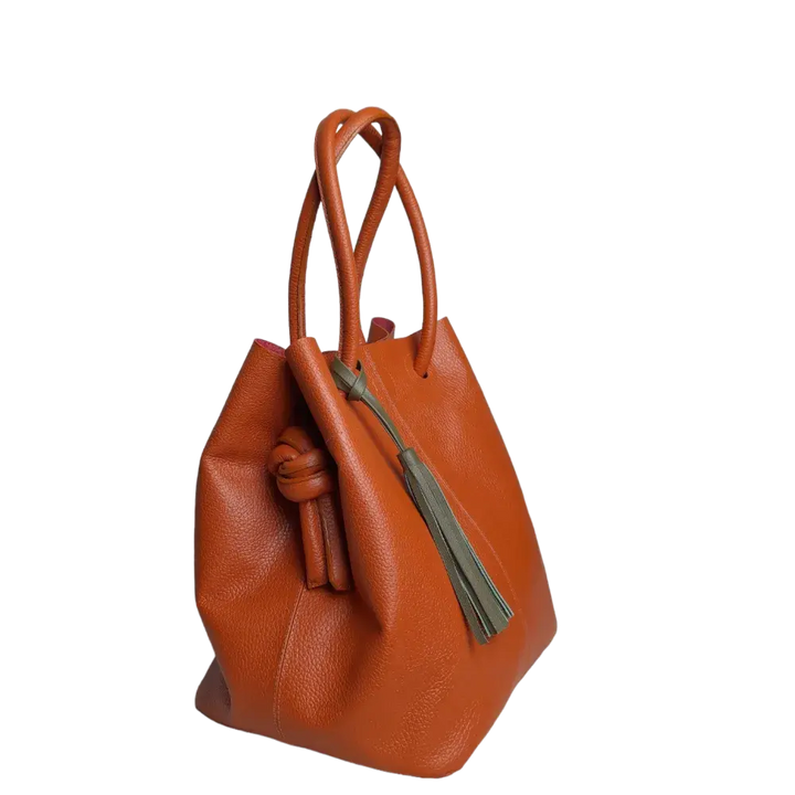 Brigitte Orange Leather Handbag for Women