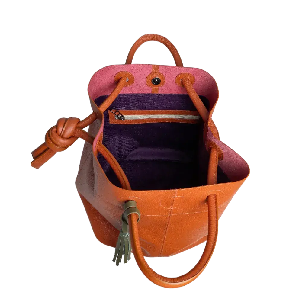 Brigitte Orange Leather Handbag for Women