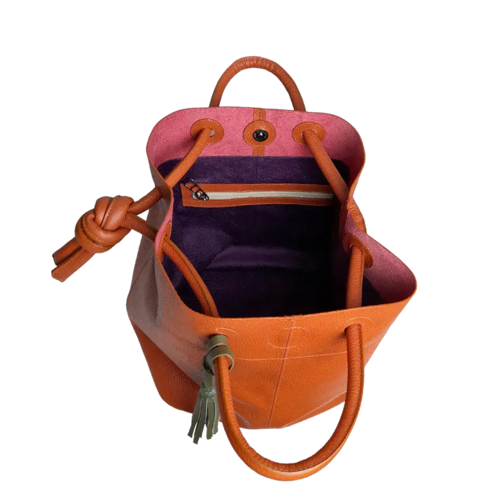 Brigitte Orange Leather Handbag for Women