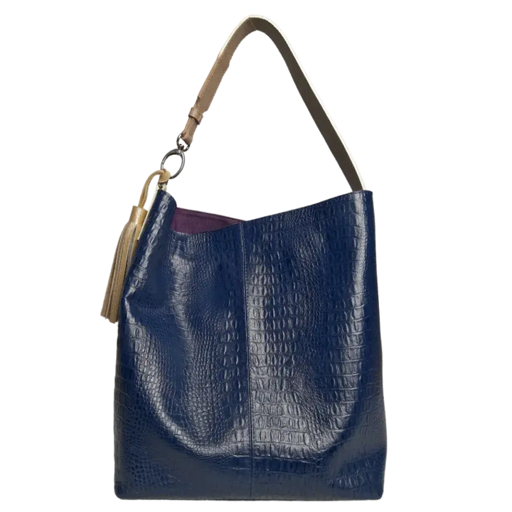 Serenity Dark Blue Reptile Leather Handbag for Women