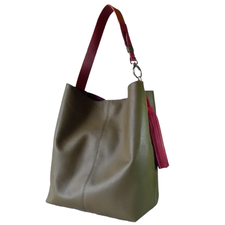 Olive Green Women's Leather Handbag - Serenity Collection