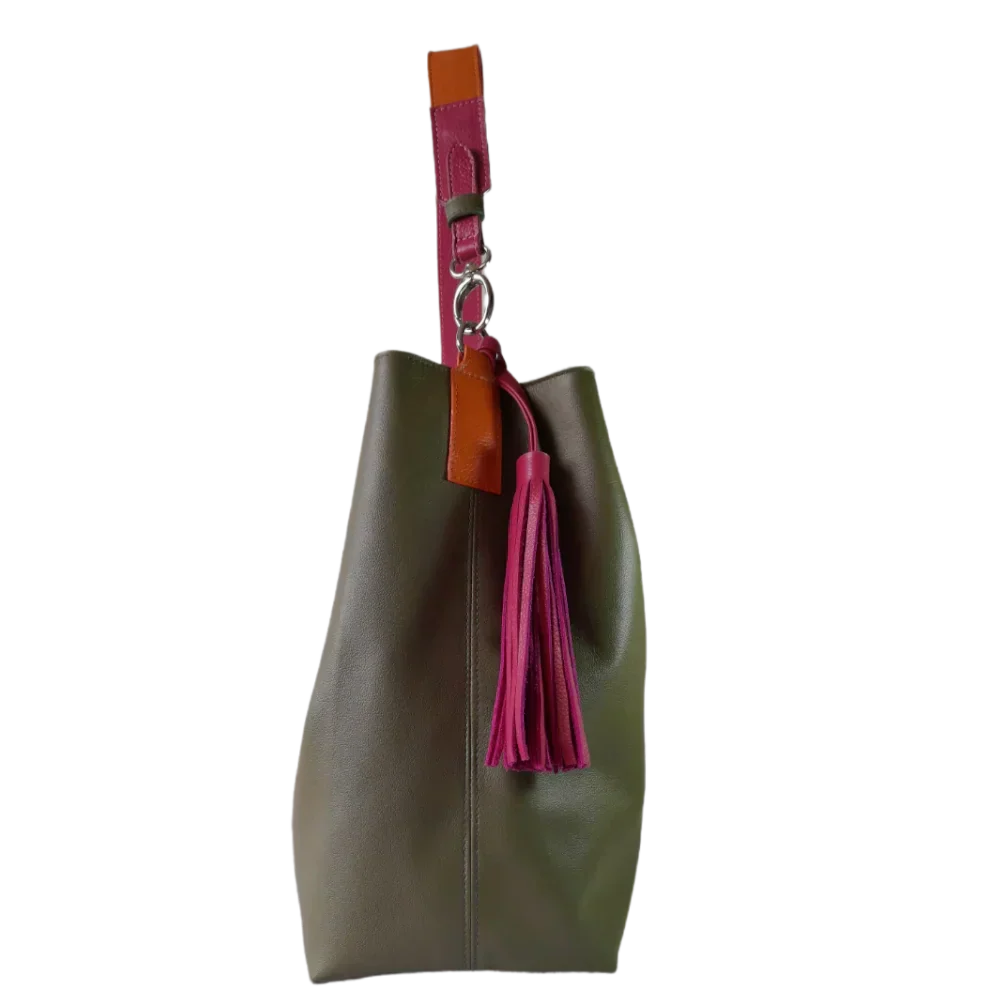 Olive Green Women's Leather Handbag - Serenity Collection