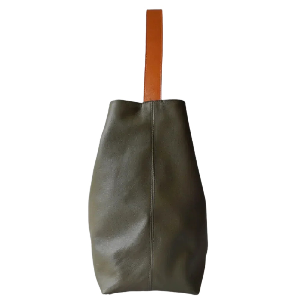 Olive Green Women's Leather Handbag - Serenity Collection