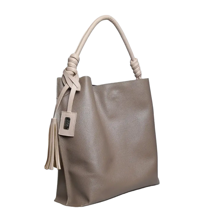 Taupe Leather Handbag for Women - Fernanda Collection