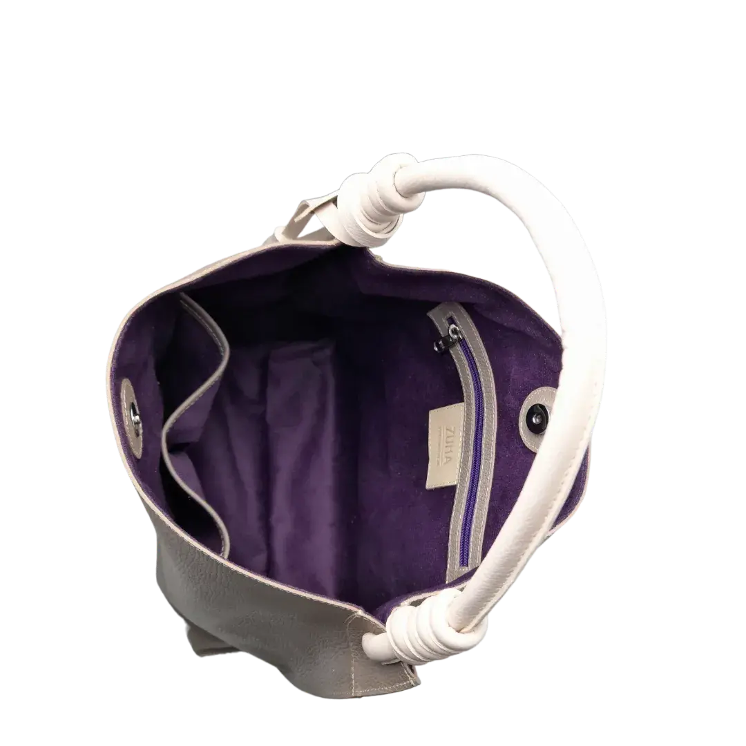 Taupe Leather Handbag for Women - Fernanda Collection