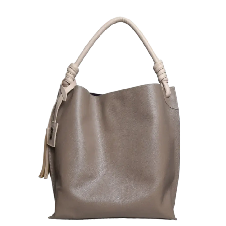 Taupe Leather Handbag for Women - Fernanda Collection