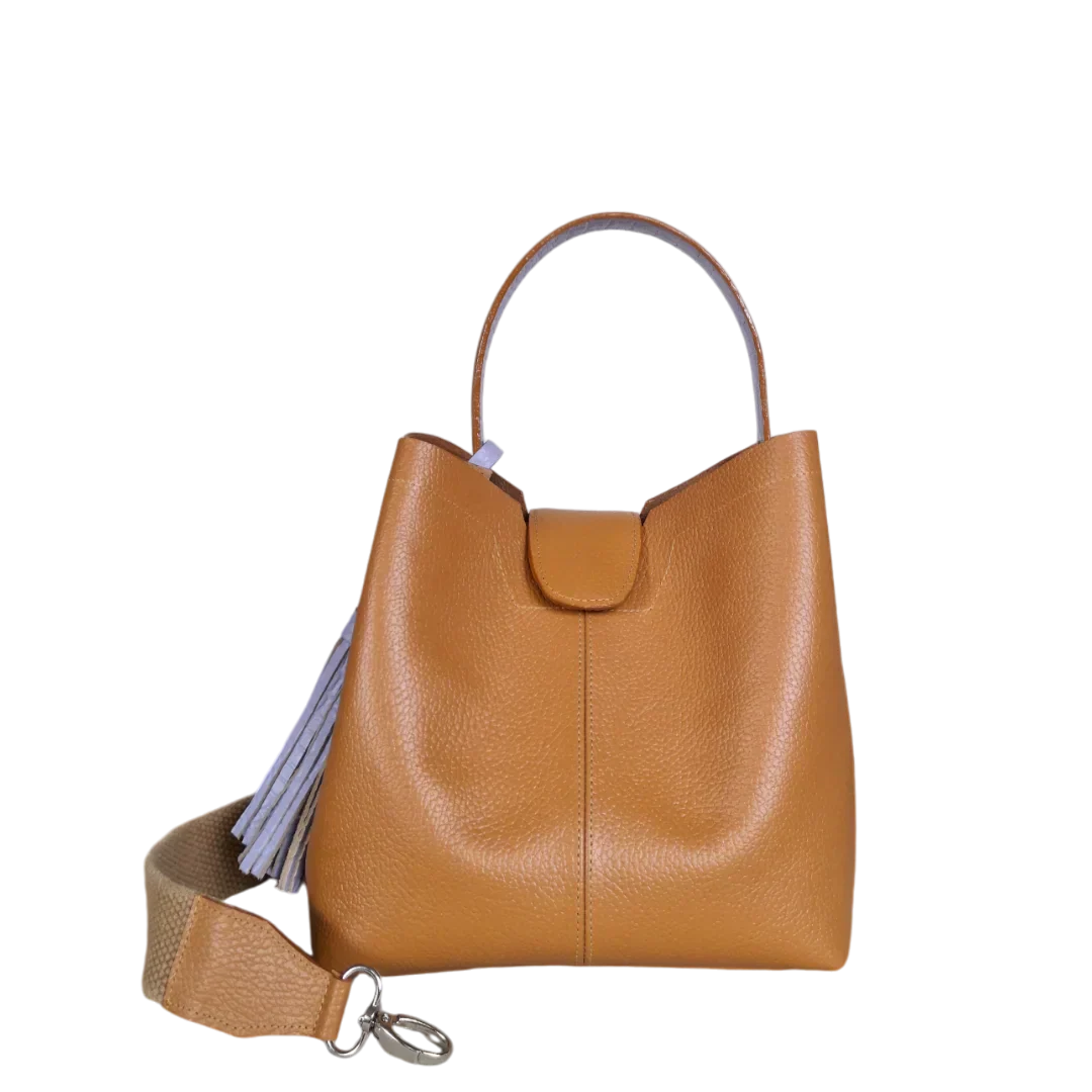 Lucia Honey-Colored Small Leather Handbag for Women