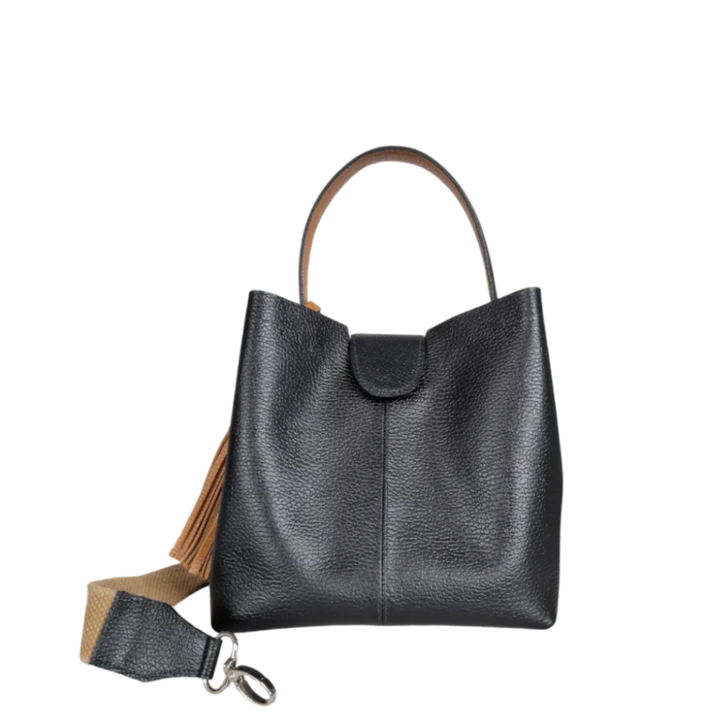 Black Lucia Small Leather Handbag for Women