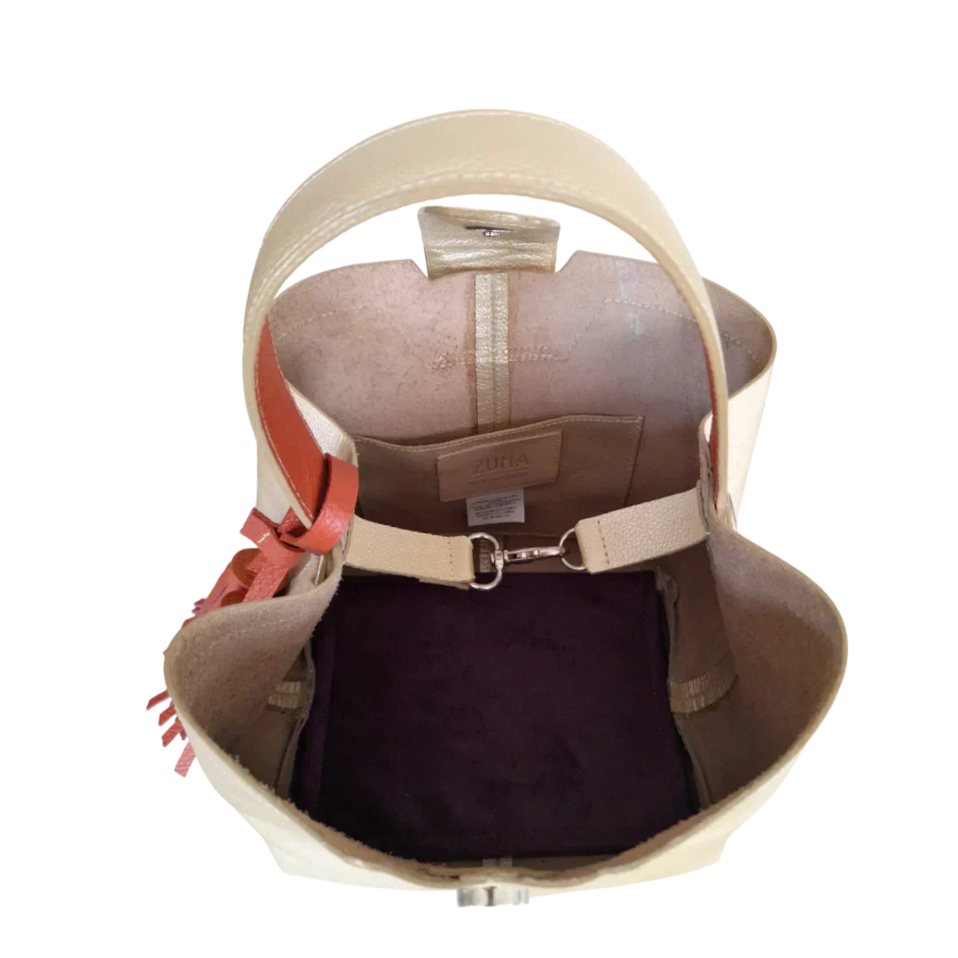 Lucia Small Gold Leather Handbag for Women