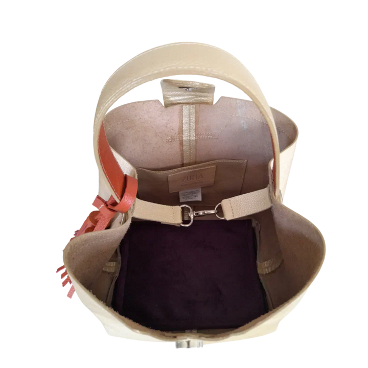 Lucia Small Gold Leather Handbag for Women